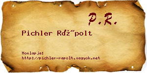 Pichler Rápolt névjegykártya